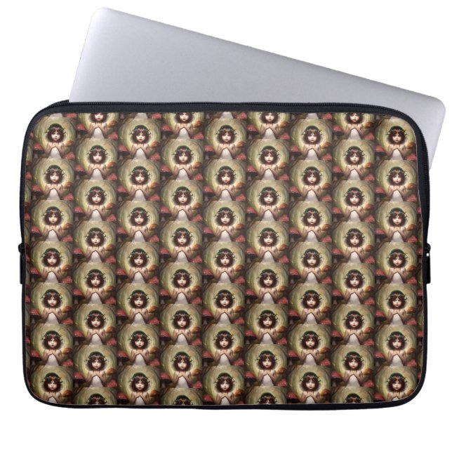 Lilly whimsical mushroom fairy laptop sleeve (Front)