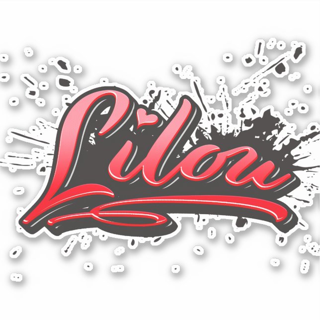 Lilou red Heart Graffiti Decal Sticker (Front)