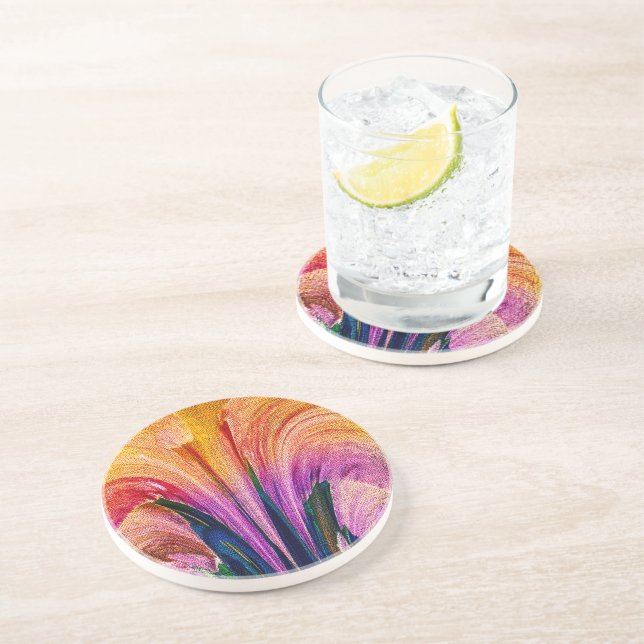 Lily Abstract Burgundy Lily Softened - Enhanced Coaster (Side)