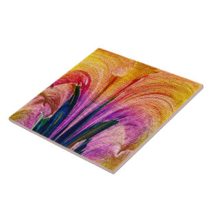 Lily Abstract Burgundy Lily Softened - Enhanced Tile