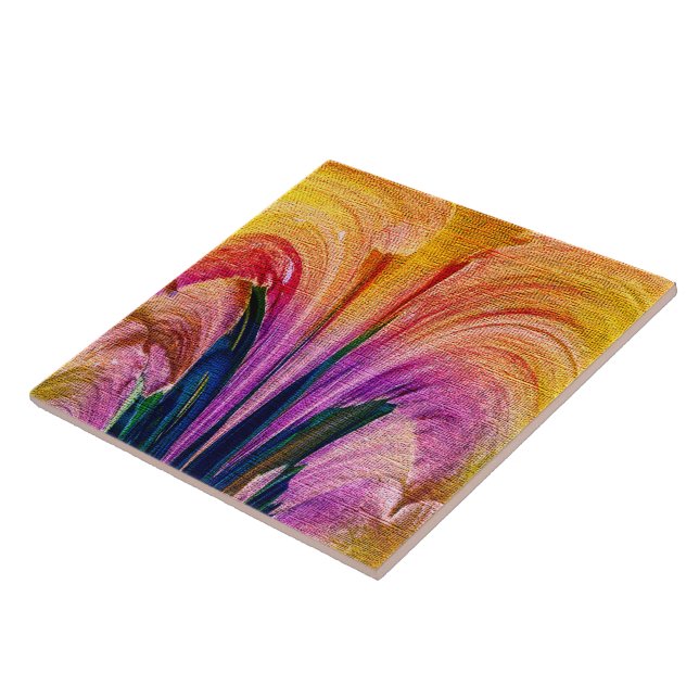 Lily Abstract Burgundy Lily Softened - Enhanced Tile (Side)