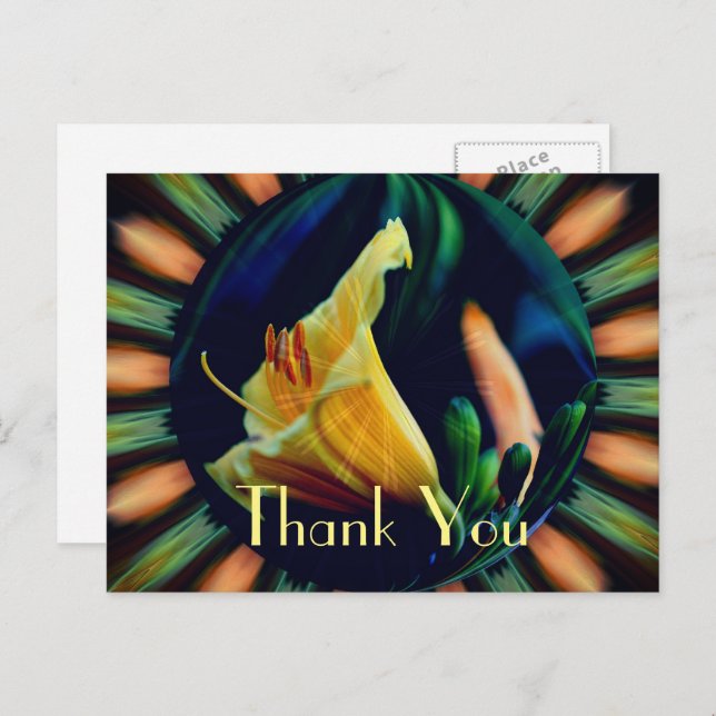 Lily Abstract Floral Thank You Postcard (Front/Back)