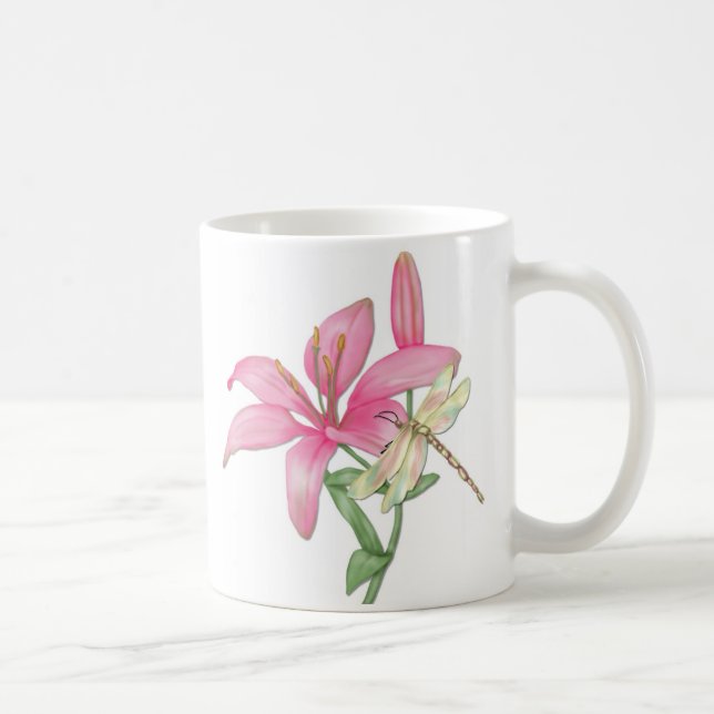 Lily and Dragonfly Coffee Mug (Right)