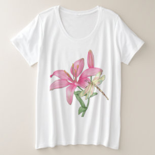 Lily and Dragonfly Plus Size T-Shirt