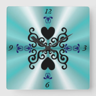 Lily and Heart on Rainbow Square Wall Clock