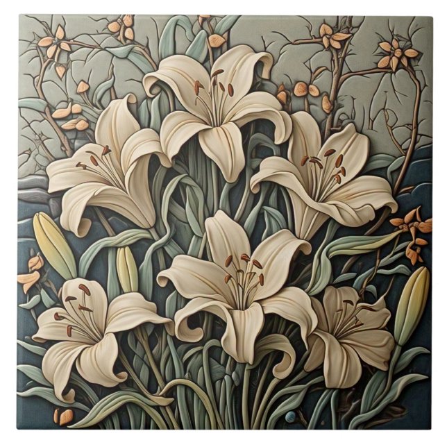 Lily - Arts And Crafts Ceramic Tile (Front)