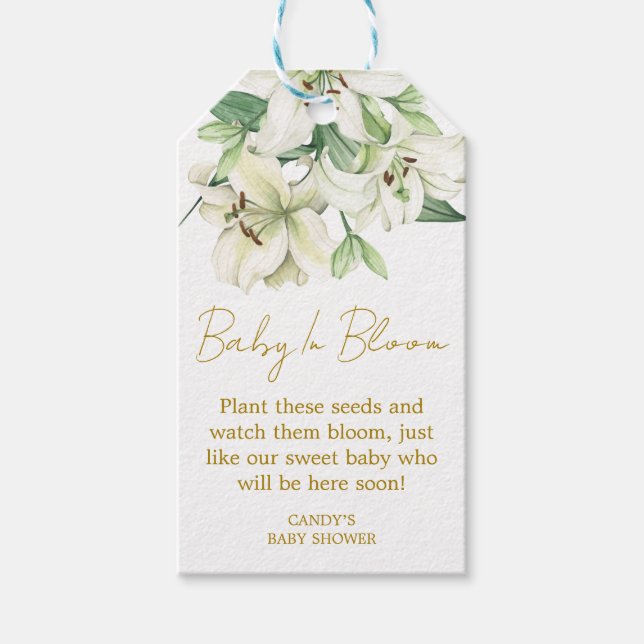 Lily Baby Shower Seed Gift Tags (Front)