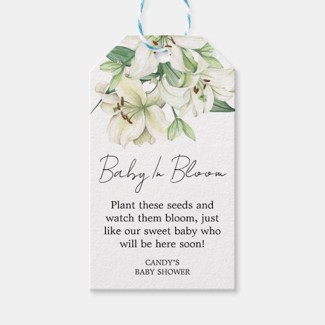 Lily Baby Shower Seed Gift Tags (Front)