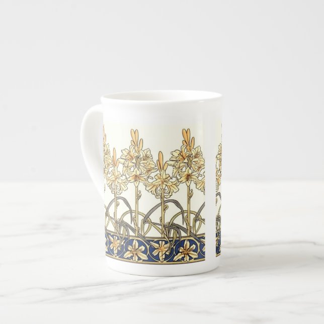 Lily Border by Alphonse Mucha Bone China Mug (Front Left)