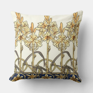 Lily Border by Alphonse Mucha Cushion