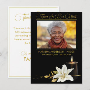 Lily Candle Black Gold Sympathy Thank You Card
