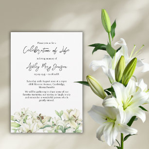 Lily Celebration of Life Funeral Invitation