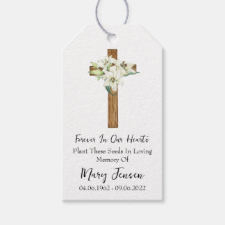 Lily Cross Memorial Funeral Seed Packet  Gift Tags