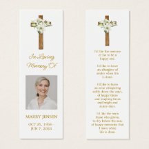 Lily Cross Photo Funeral Memorial Bookmark