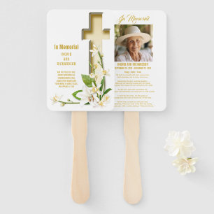 Lily Cross Scripture Memorial Hand Fan