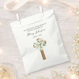 Lily Cross Seed Packet Memorial Funeral Favor Bag