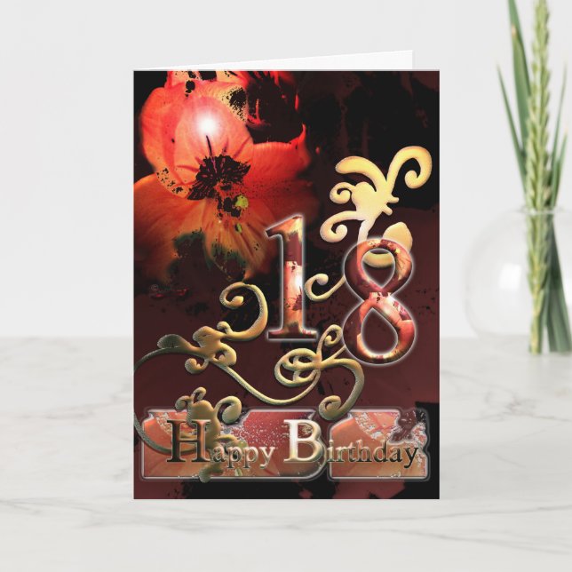 Lily Dream flower Happy 18th Birthday ornate Card (Front)