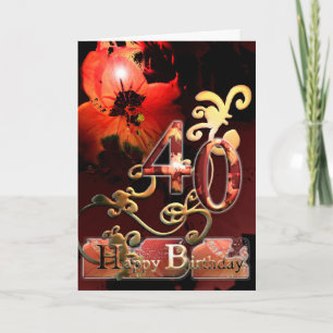 Lily Dream flower Happy Birthday ornate Card 40th