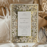 Lily Elegance Bloom Art Nouveau Foil Wedding<br><div class="desc">This exquisite wedding invitation exudes timeless elegance, framed by an intricate Art Nouveau motif. Rich in floral patterns that bloom across the border, the design combines soft earth tones with lustrous gold foil accents, creating a harmonious blend of nature-inspired elements and luxurious detailing. The palette features shades of olive green,...</div>