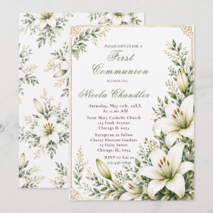 Lily First Communion Invitation