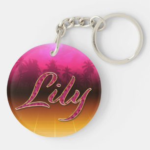 Lily First Name golden pink keychain