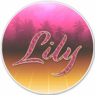 Lily First Name Golden pink Sticker