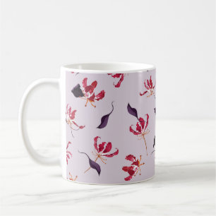 Lily floral hand drawn illustration pattern coffee mug