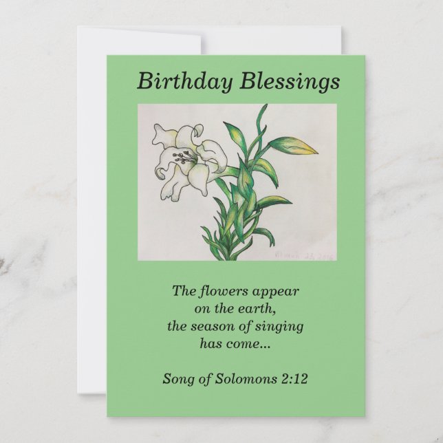 Lily Flower Birthday Blessings Quote Solomons 2:12 (Front)