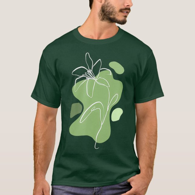 Lily Flower Horticulturist Gardener Floral Line T-Shirt (Front)