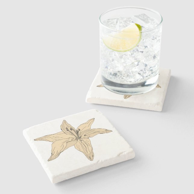 Lily Flower Painting Stone Coaster (Side)