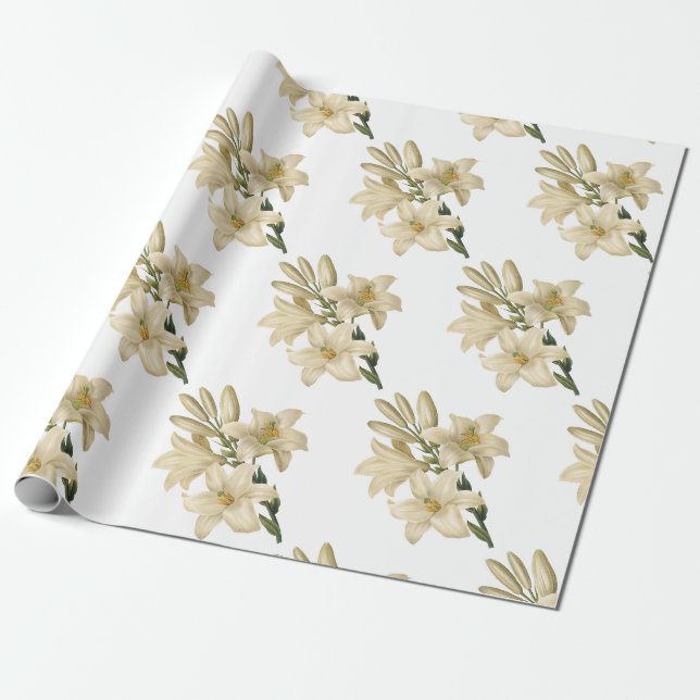 Lily Flower Pattern Wrapping Paper (Unrolled)