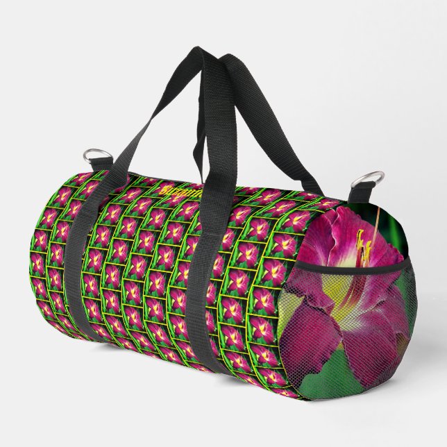 Lily Flower Personalised Duffle Bag (Right Corner)