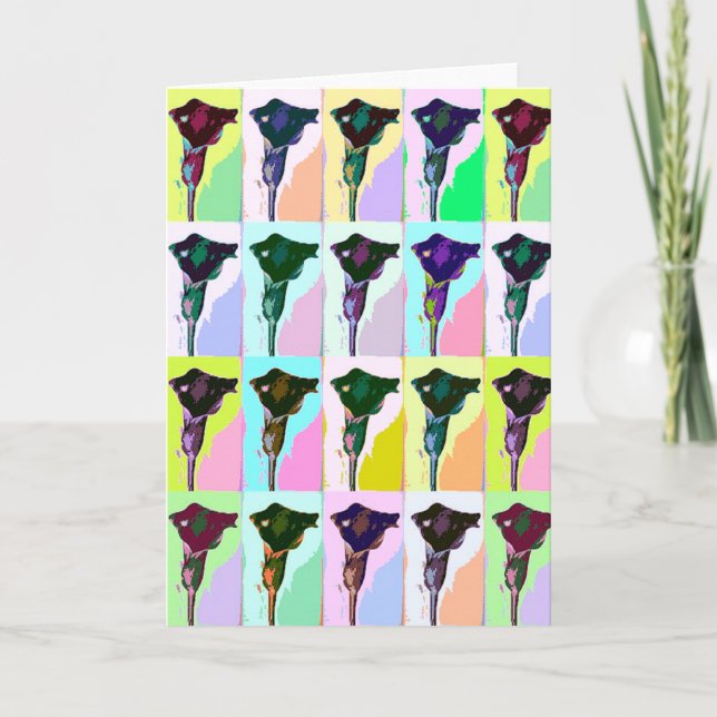Lily Flower Pop Art Greeting Card (Front)