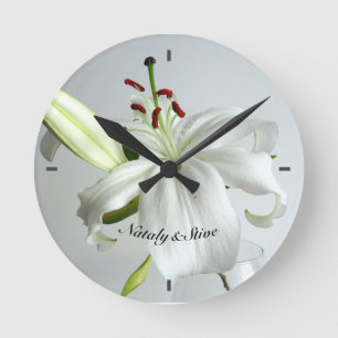 Lily Flower Round Clock