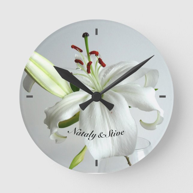Lily Flower Round Clock (Front)