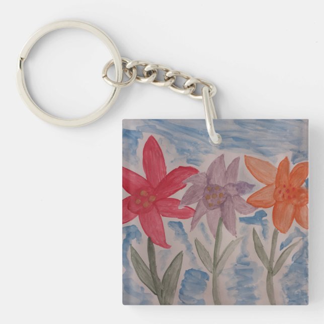 Lily Flowers Acrylic Key Ring (Front)