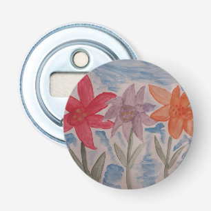 Lily Flowers Button Bottle Opener