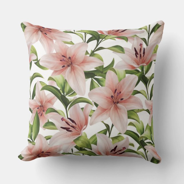 Lily flowers. Floral pattern Cushion (Front)