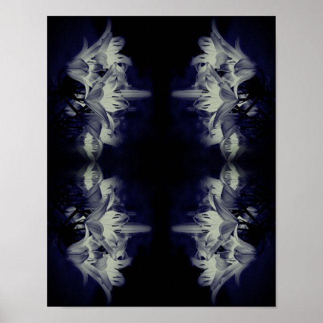 Lily Flowers In Black And White Abstract  Poster (Front)
