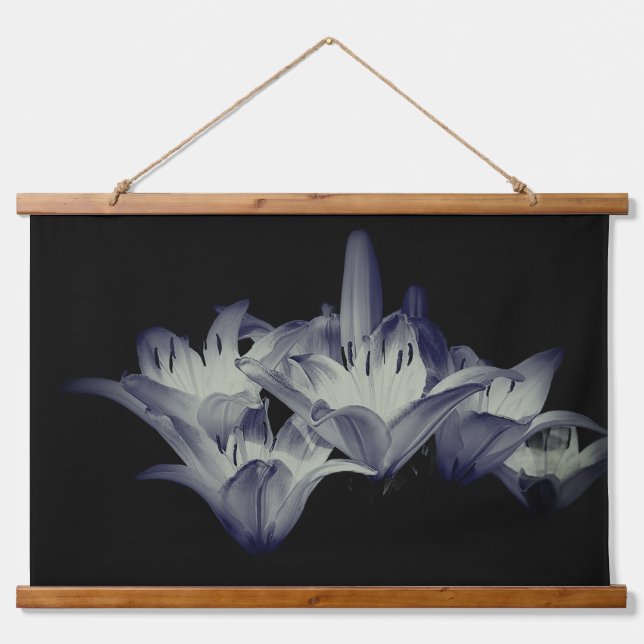 Lily Flowers In Black And White Hanging Tapestry (Front)