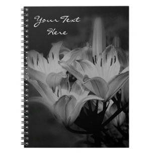 Lily Flowers In Black And White Spiral Notebook