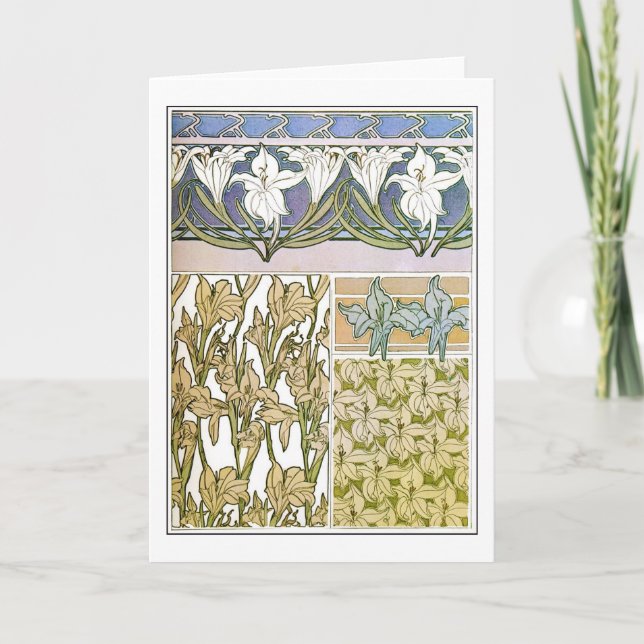 Lily Flowers of Art Nouveau Style, Mucha Card (Front)