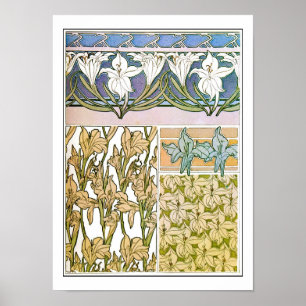 Lily Flowers of Art Nouveau Style, Mucha Poster
