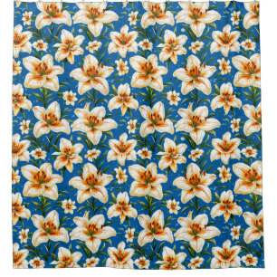 Lily flowers shower curtain