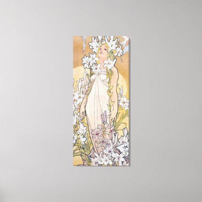 Lily (Four Flowers), Alphonse Mucha Canvas Print (Front)
