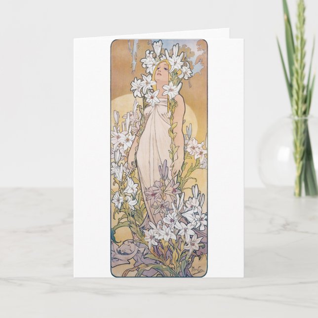 Lily (Four Flowers), Alphonse Mucha Card (Front)