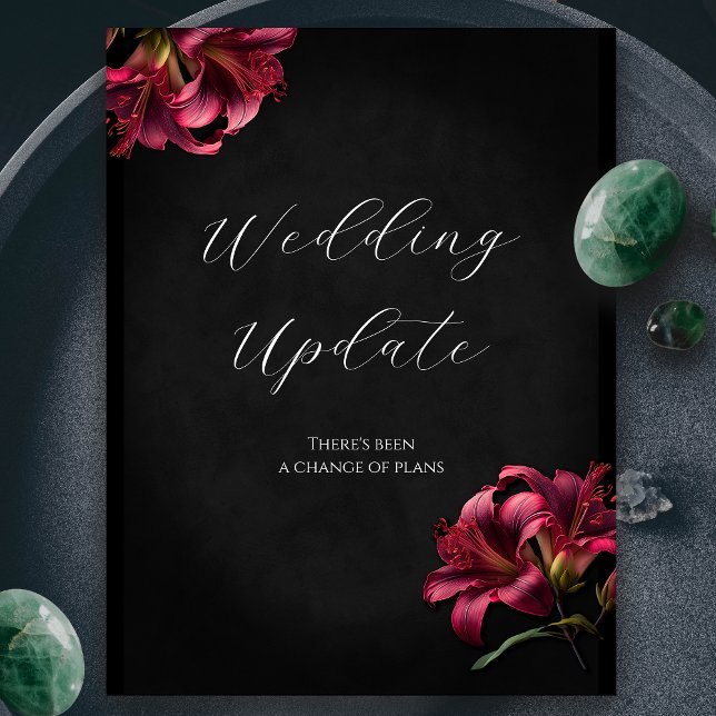 Lily Gothic Wedding Postponement Cancellation Postcard (Lilly Gothic Wedding Update Wedding Cancellation Postcard)