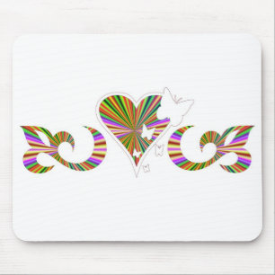 Lily Heart and Butterfy - rainbowart Mouse Pad