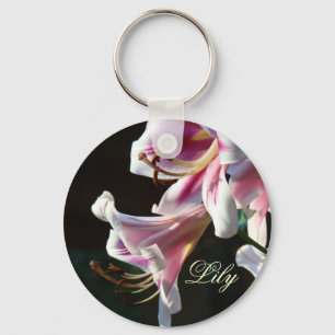 Lily keychain Pink White Lilies Flowers Garden