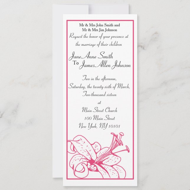 Lily & Lantern Wedding Collection, Invitation 4x9 (Front)